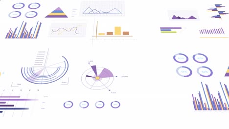 animation of financial data processing over white background