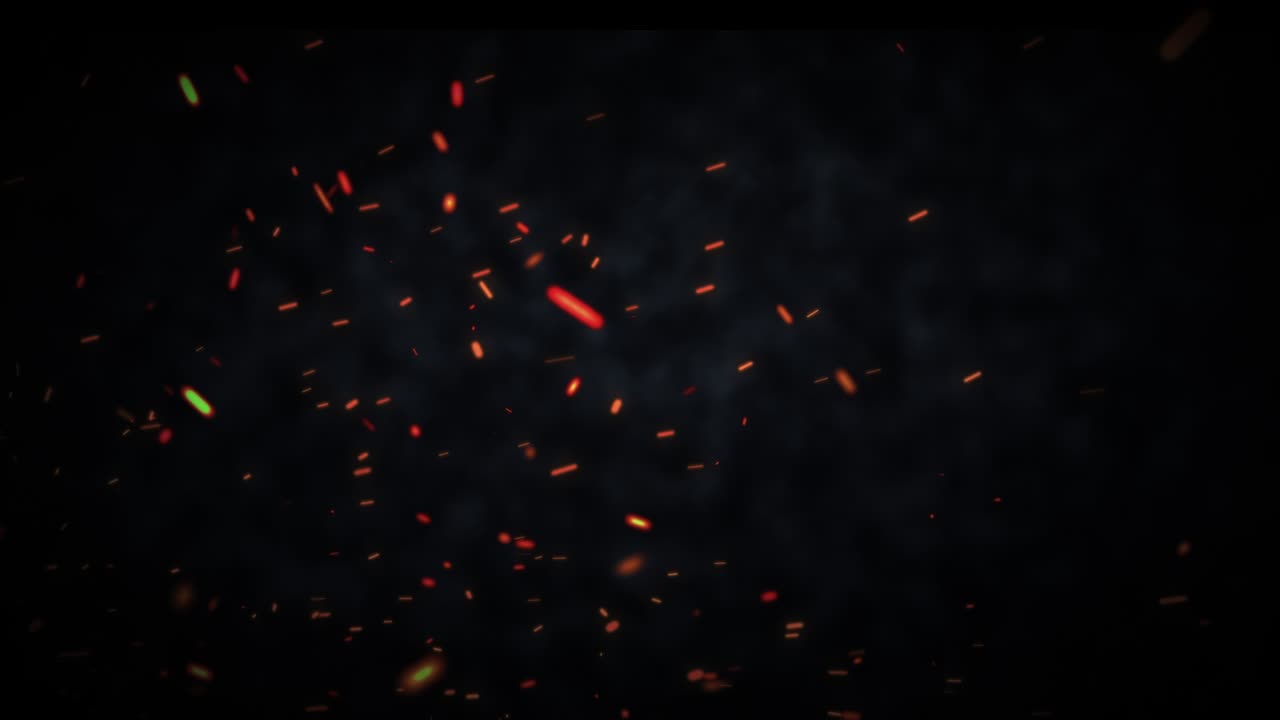 Abstract Burning Hot orange Sparks Fire Embers Particles Fast Moving and smoke cloud Rising on black background. 4K 3D rendering seamless loop Fire Glowing Particles