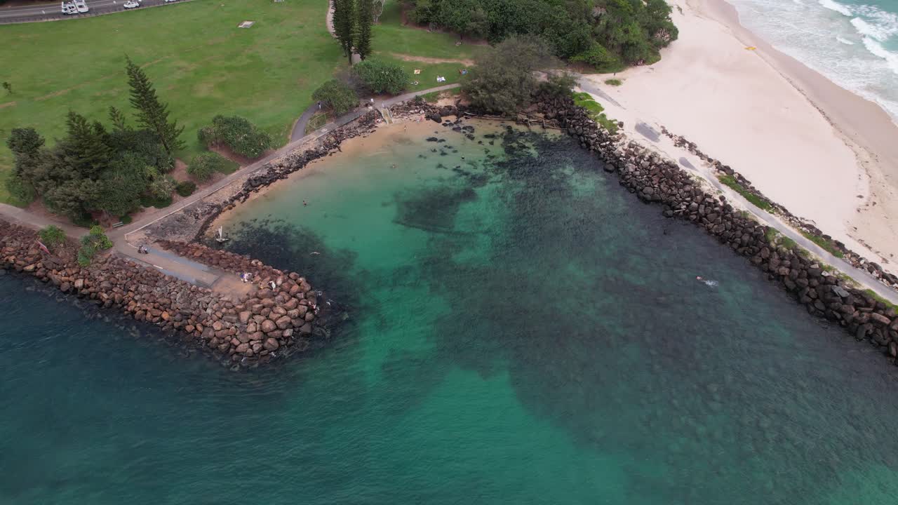 Daytime Scenery At Little Duranbah Beach In NSW, Australia - Drone Shot