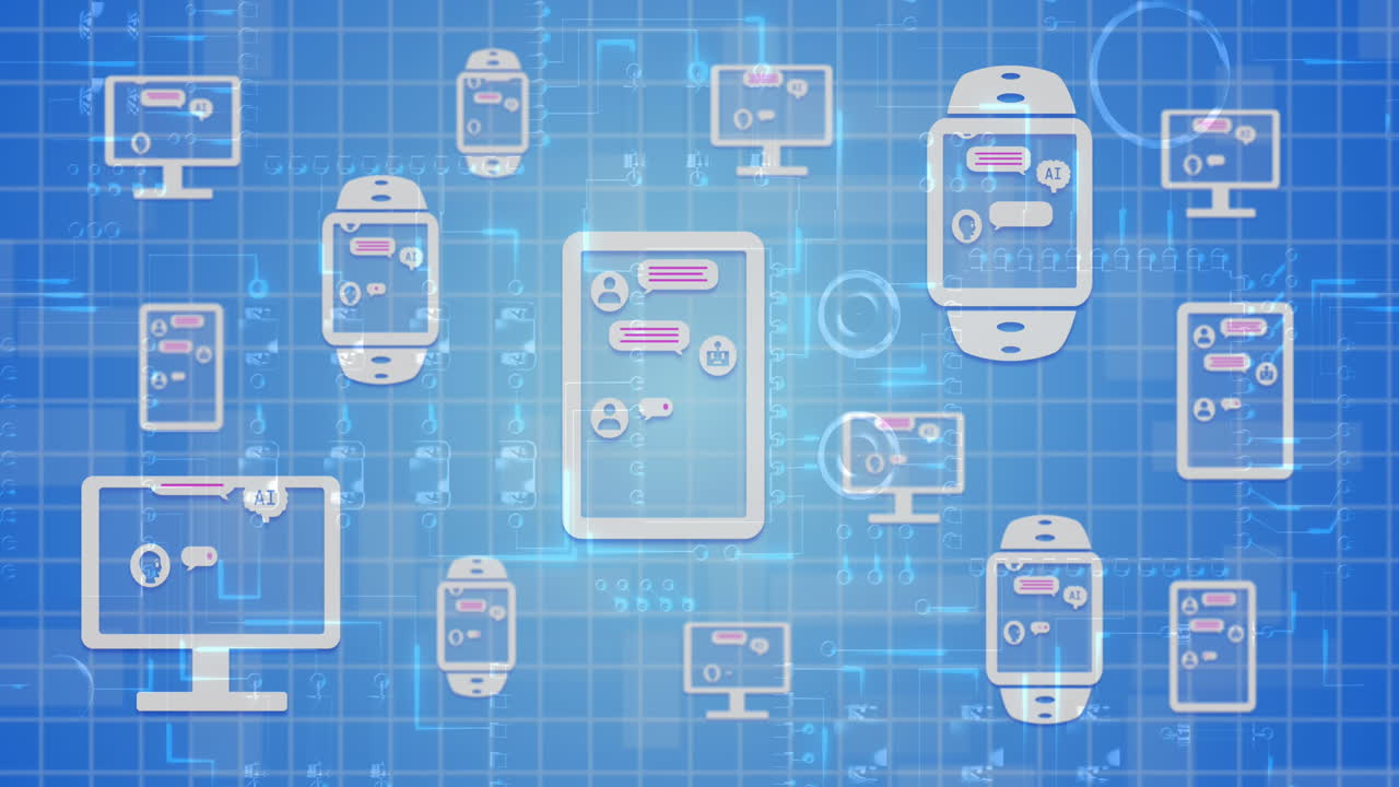 온라인 채팅 및 데이터 처리의 애니메이션 전자 장치에서 그리드를 통해