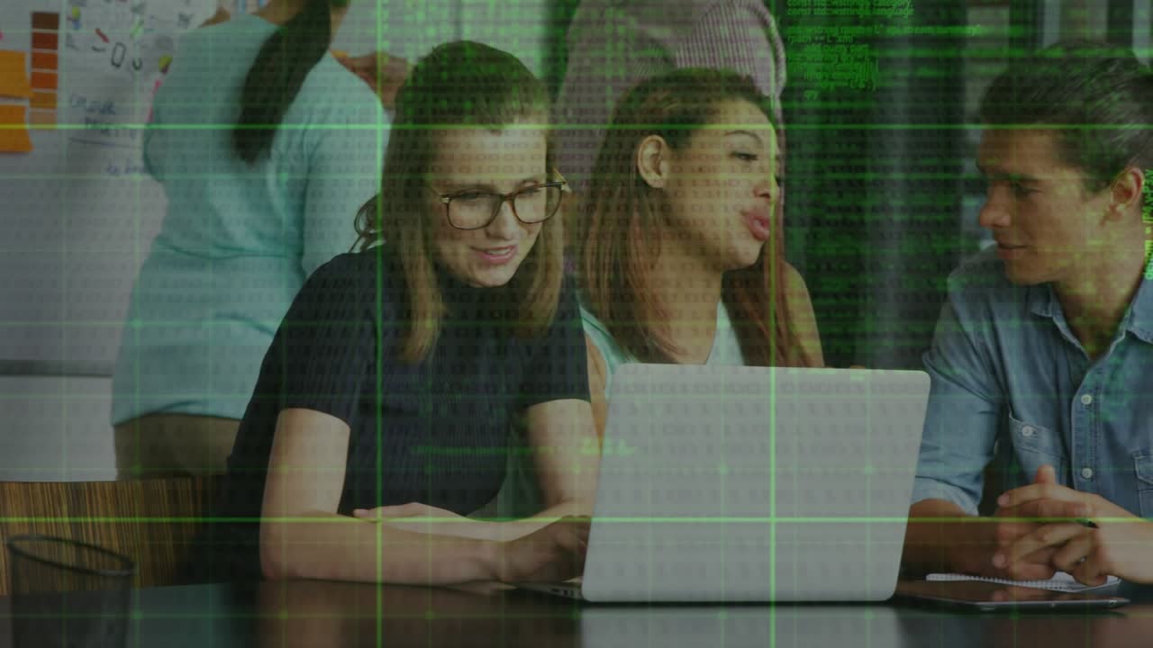 Animation of statistics and data processing over students studying