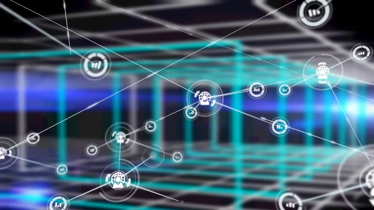 검은색 배경에 연결 네트워크의 애니메이션