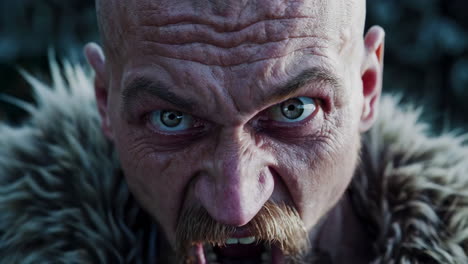 angry viking warrior with axes