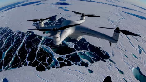 drone flight over antarctic ice