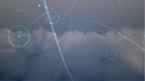 animation of network of connections over sky