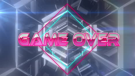 animation of game over neon lines with glitch and tunnel