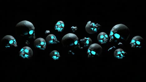 a surreal display of ethereal skulls: an artistic exploration of form and light in the context of mortality and existence