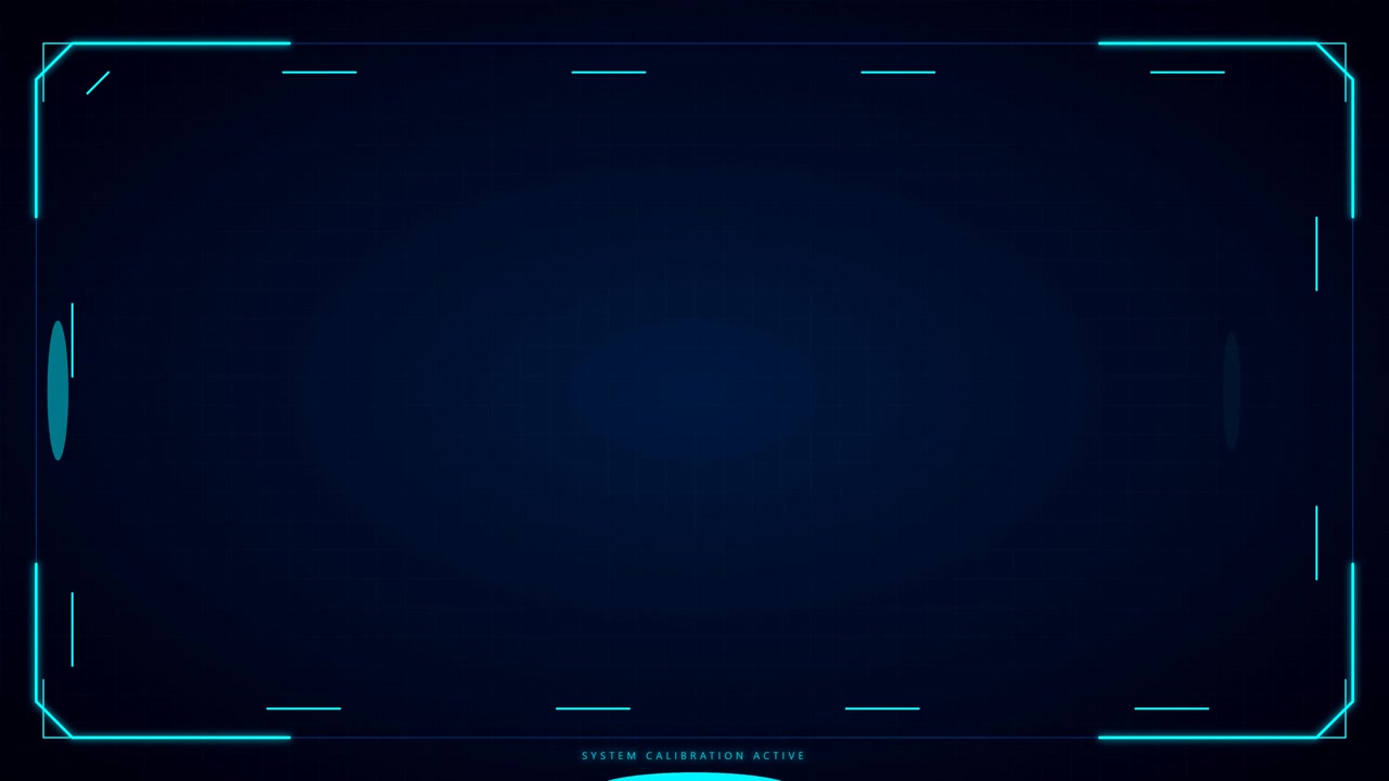 Futuristic Digital HUD Interface with Rotating Calibration Elements