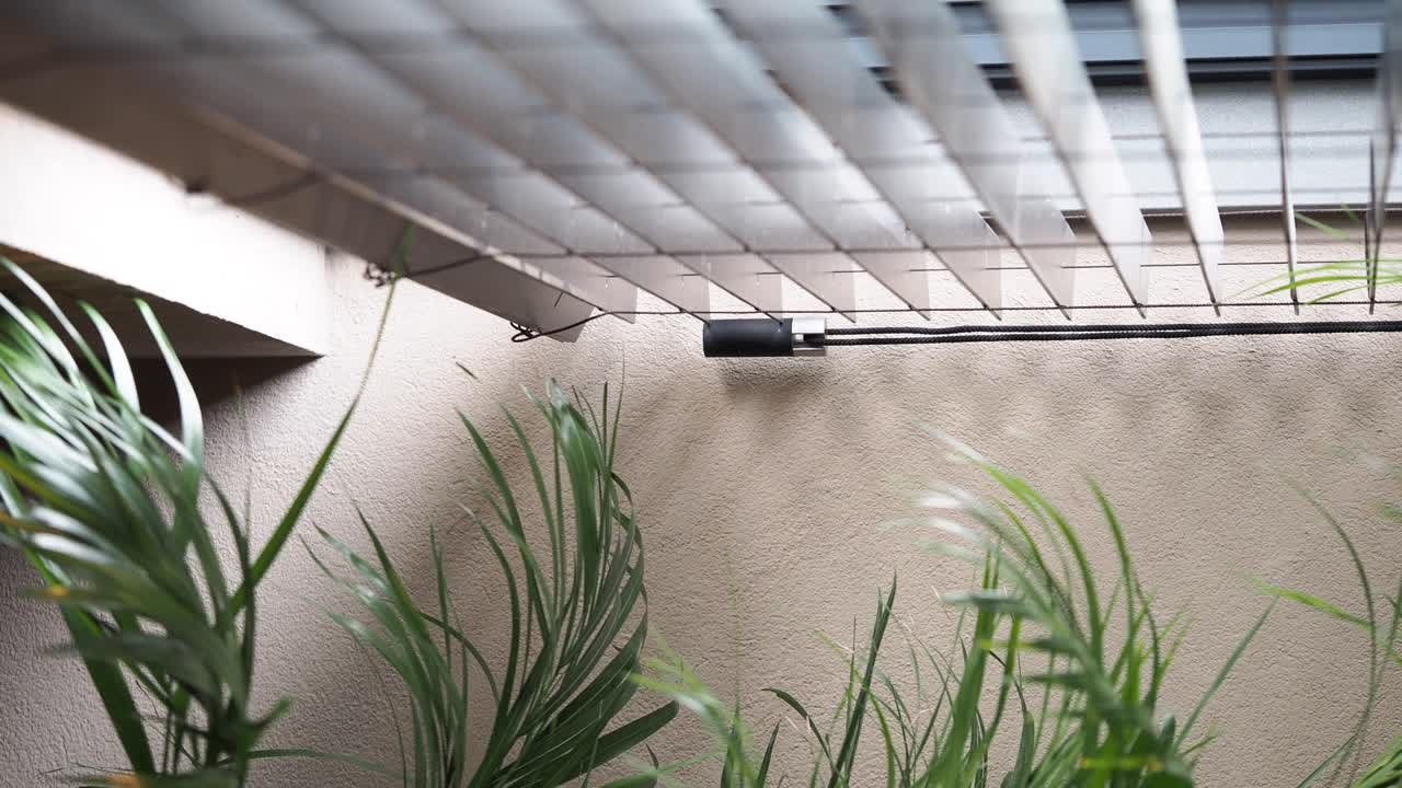 Outdoor garden with window blinds