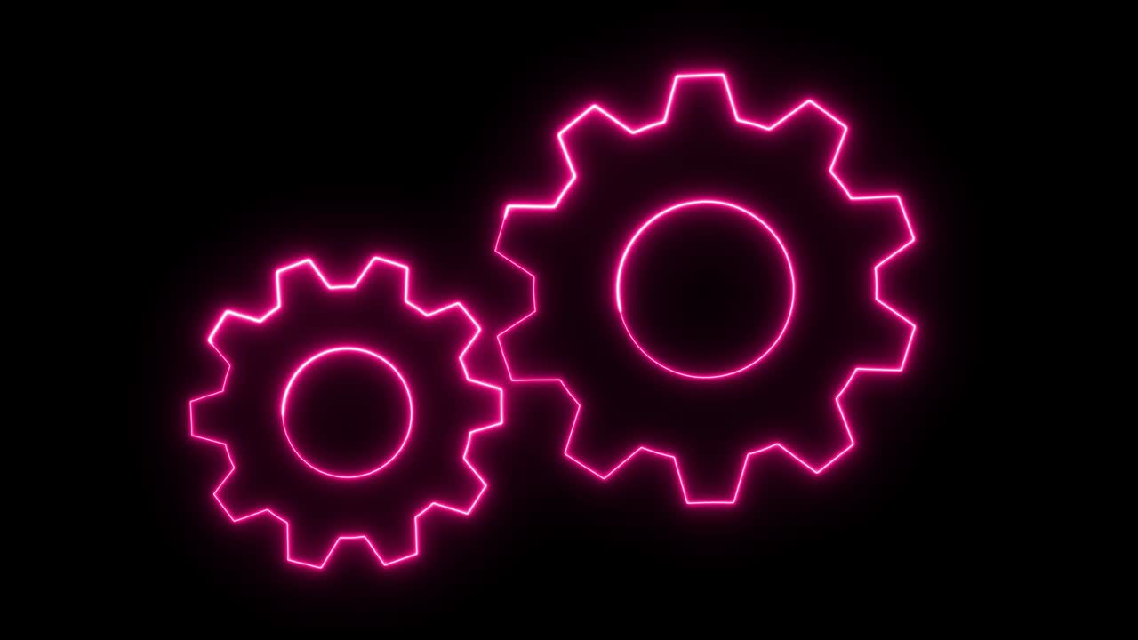 icono de engranaje de línea de neón brillante aislado en fondo negro