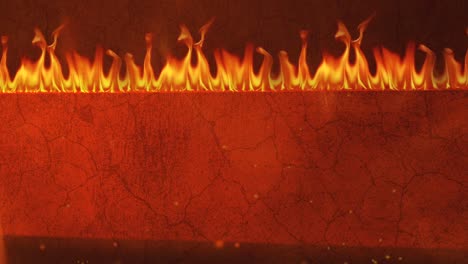 powerful background clip of a wall texture with flames. excellent backdrop for text for full impact. sports, titles, cooking, action concept