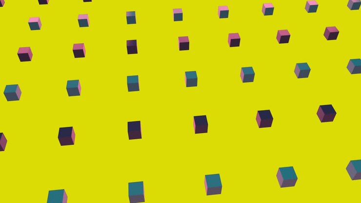 Animation of purple and purple squares in yellow background