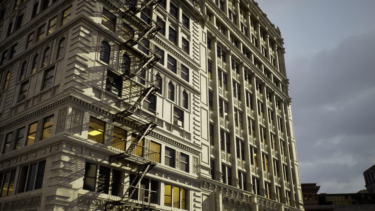 Historic building with intricate architecture under a moody sky in the city