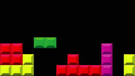 animation cartoon flat style of colorful tetris bricks going down and fitting together