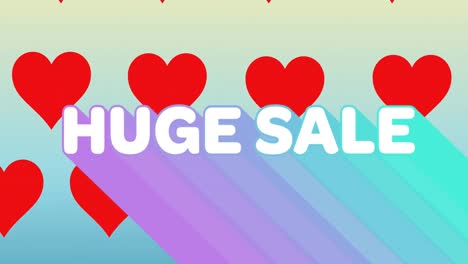 Animation-of-huge-sale-text-over-red-hearts-in-background