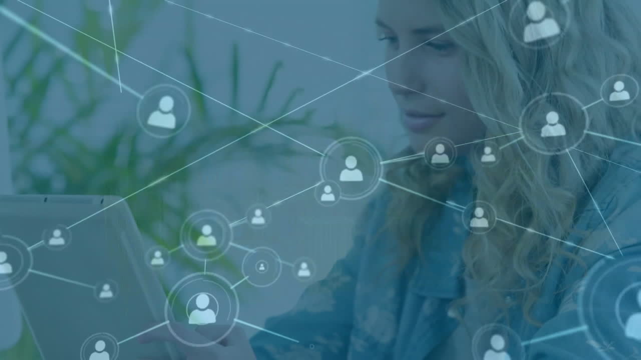 animación de conexiones a través de la doctora caucásica