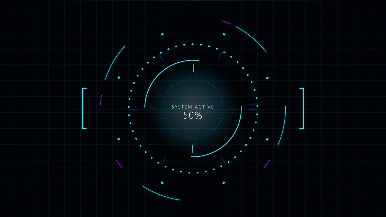Digital Loading Progress Bar with Futuristic HUD Interface