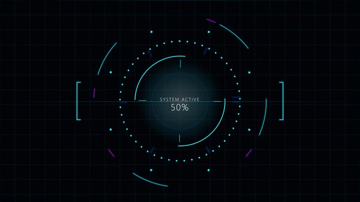 Digital Loading Progress Bar with Futuristic HUD Interface