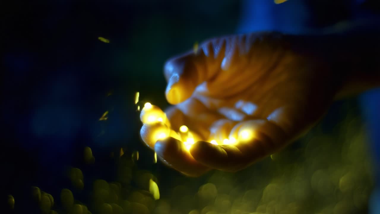 A Glowing Hand Embraces the Magic of Light: Capturing the Essence of Illumination and Wonder in a Moment of Ethereal Beauty
