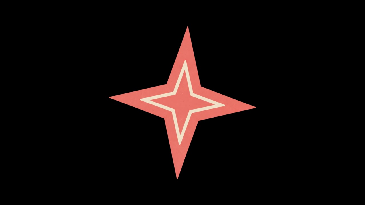Animated Four-Pointed Star Icon on Black Background