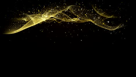 animación futurista con objeto de onda y partículas brillantes en cámara lenta, 4096x2304 bucle 4k