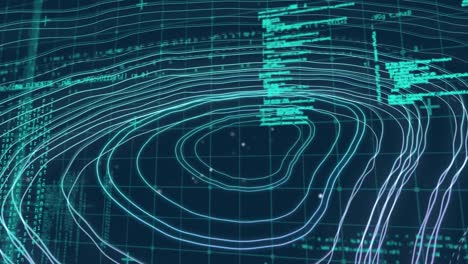 Data-processing-over-topography-against-blue-background