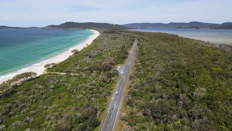 Aerial View of a Beach and Road
