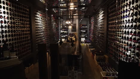 static shot of wine cellar in basement