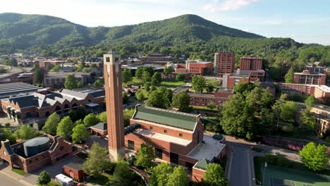 órbita-Aérea-Campus-De-La-Universidad-Estatal-De-Los-Apalaches-En-Boone-Nc,-Carolina-Del-Norte