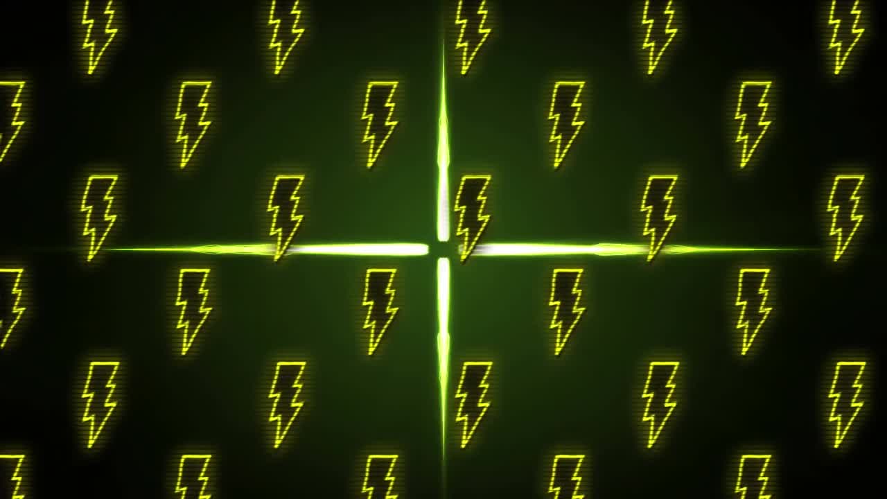 반 ⁇ 이는 초록색 모양 위에 여러 번의 번개의 애니메이션