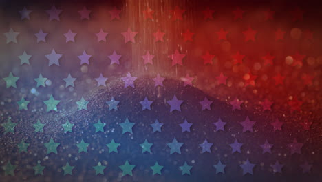 animation of american flag stars over sparkling sand falling in background