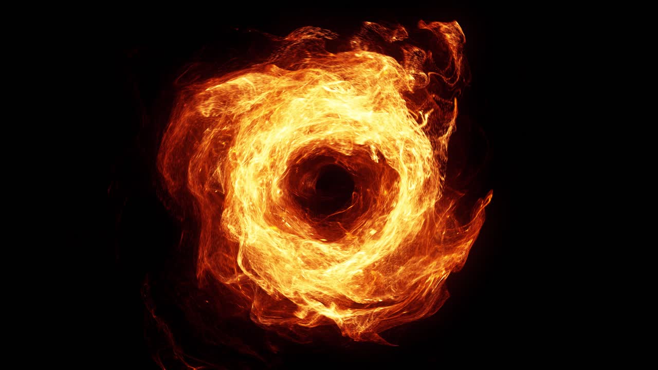 Fiery Swirling Vortex Portal on Black Background