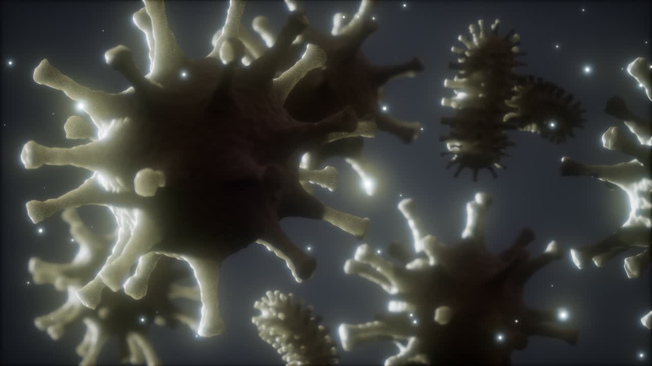 Bacteria virus or germs microorganism cells under microscope with depth