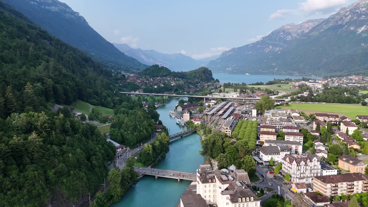 Interlaken Jungfrau region Switzerland drone,aerial