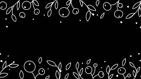 animación de bucle dibujada a mano plantilla de texto lindo con hojas y berries en estilo doodle en fondo transparente. canal alfa.