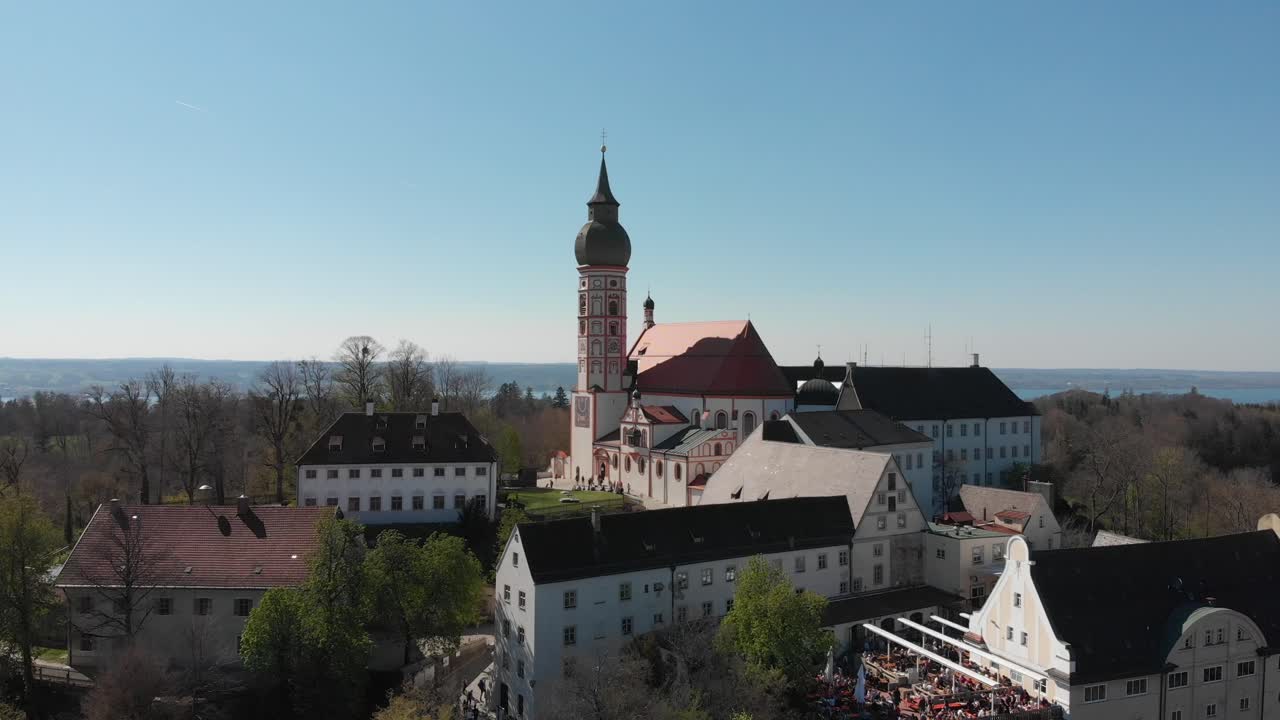 monasterio de munich andechs en alemania, caminatas, disparar con dji mavic air a 4k 30fps