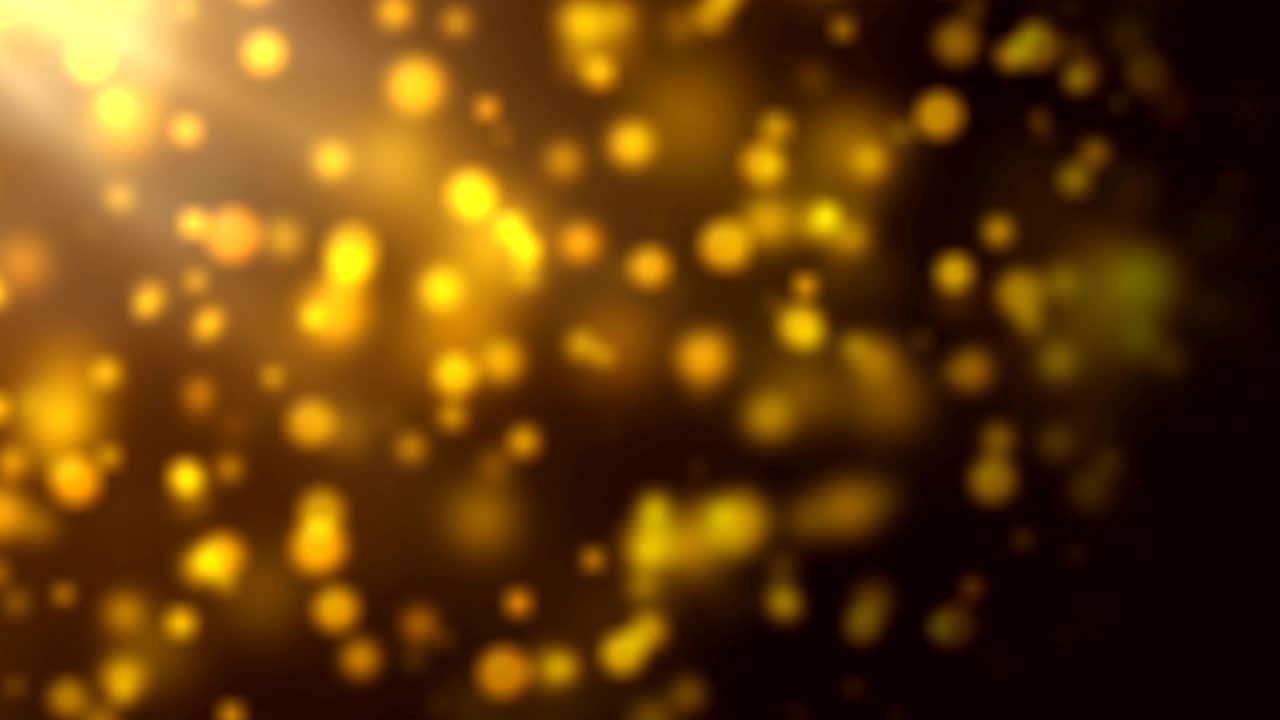 Abstract gold background with shining bokeh lights. Seamless loop, 4K