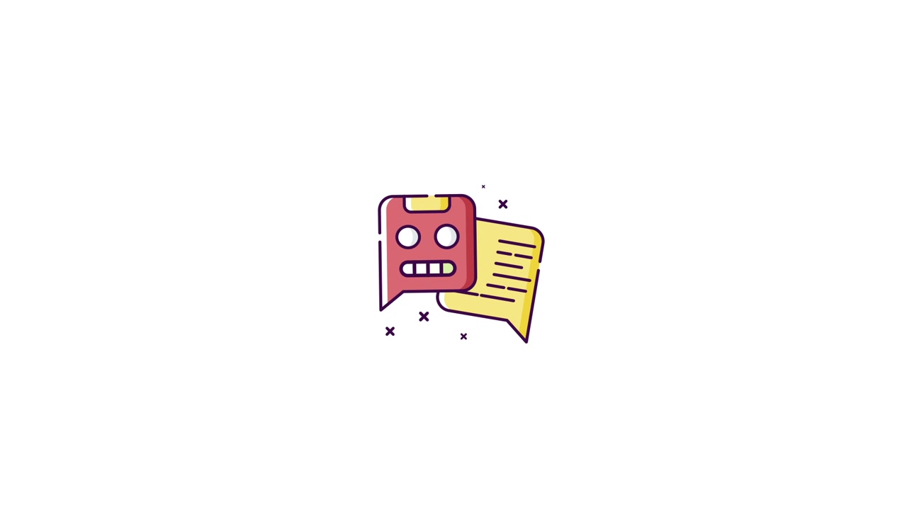 Animated Robot Chatbot Icon with Speech Bubble