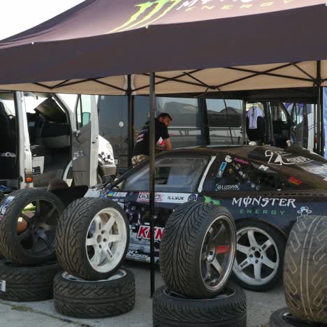 drift cars in garage area