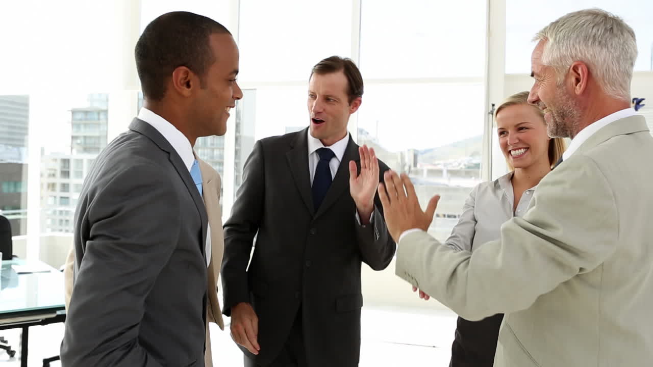 Business team bonding together