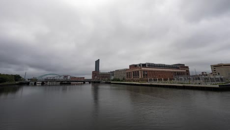 Industrial-timelapse-of-buildings-and-bridges-with-fast-moving-clouds-Providence-Rhode-Island-New-England