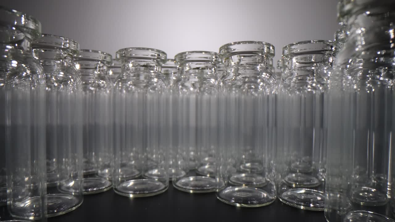 Rows of Empty Glass Vials