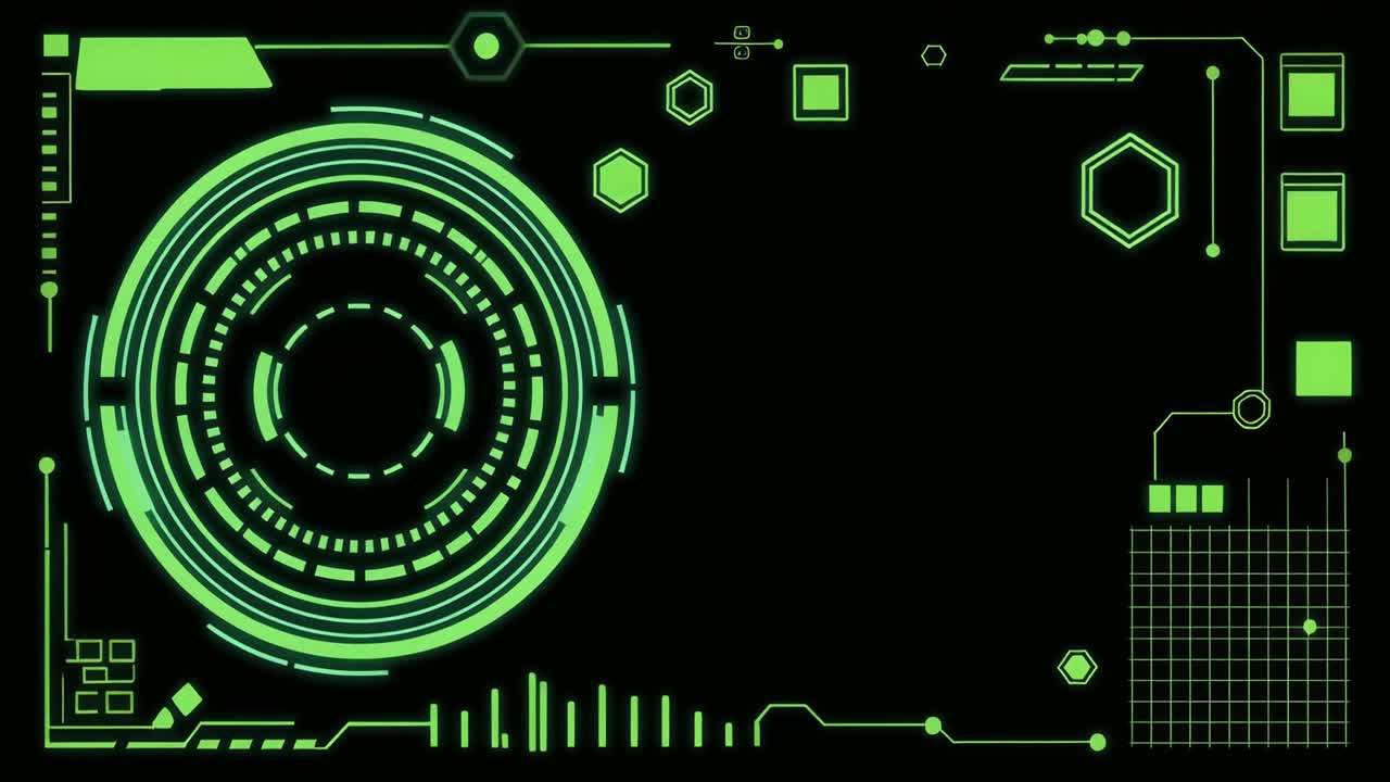 Animated Green HUD Digital User Interface Background