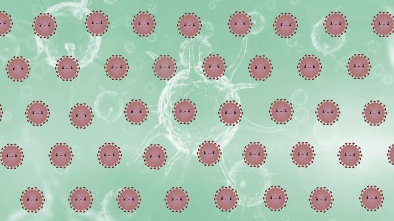 코로나 19 바이러스 세포 위의 바이러스 아이콘의 애니메이션