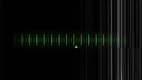 animation of vertical interference lines over green gauge and arrow on black background