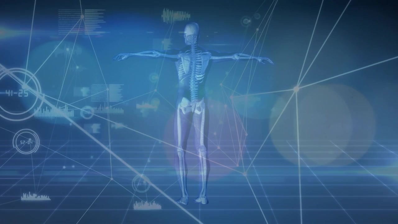 Animation of data processing over skeleton