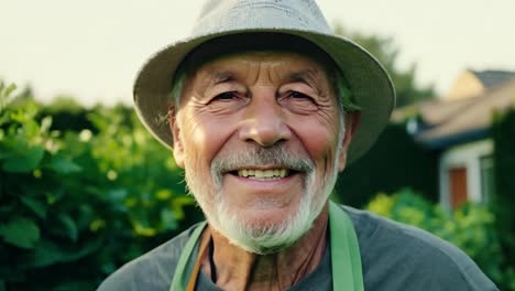 smiling senior man in a garden