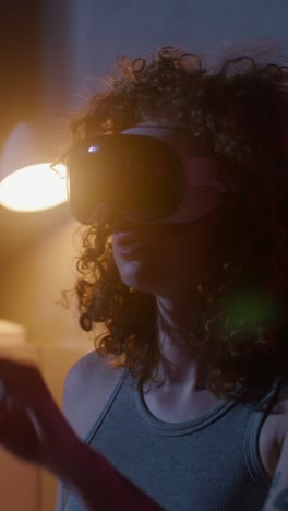Woman using VR headset