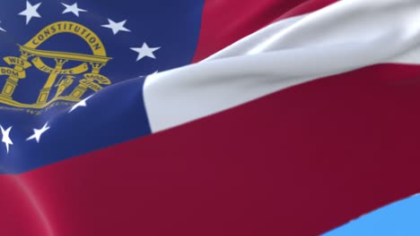 bandera del estado estadounidense de georgia, estados unidos, ondeando al viento. bucle