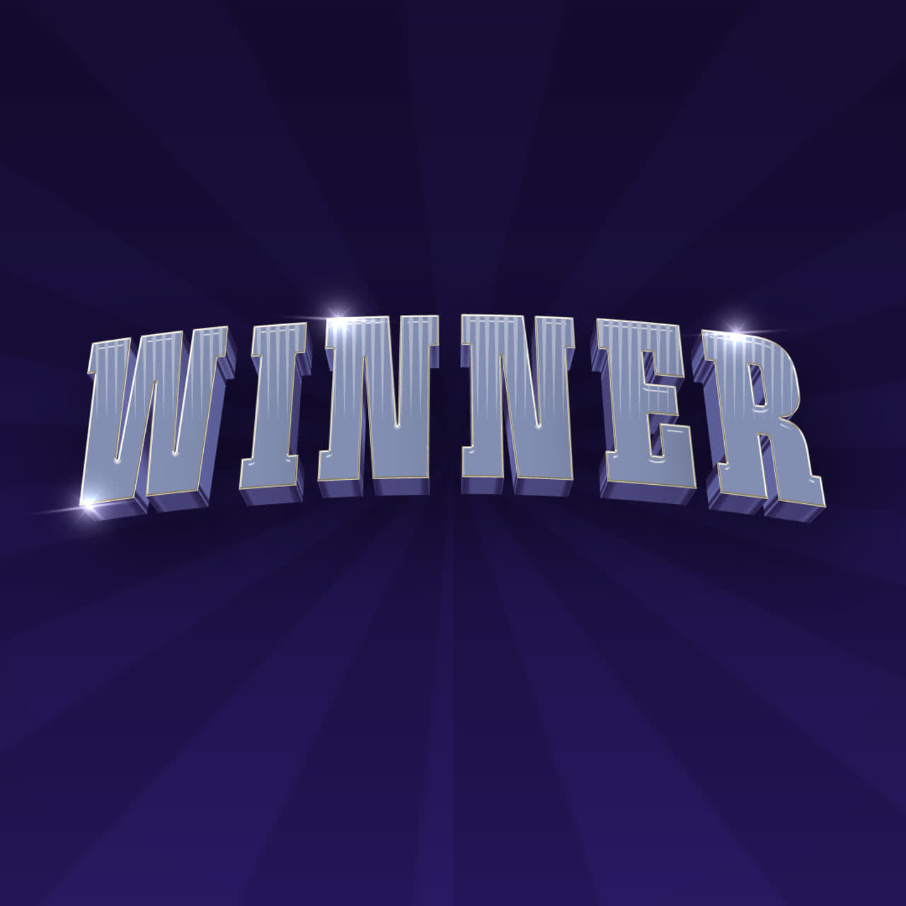 WINNER 3D Metallic Text on Purple Background